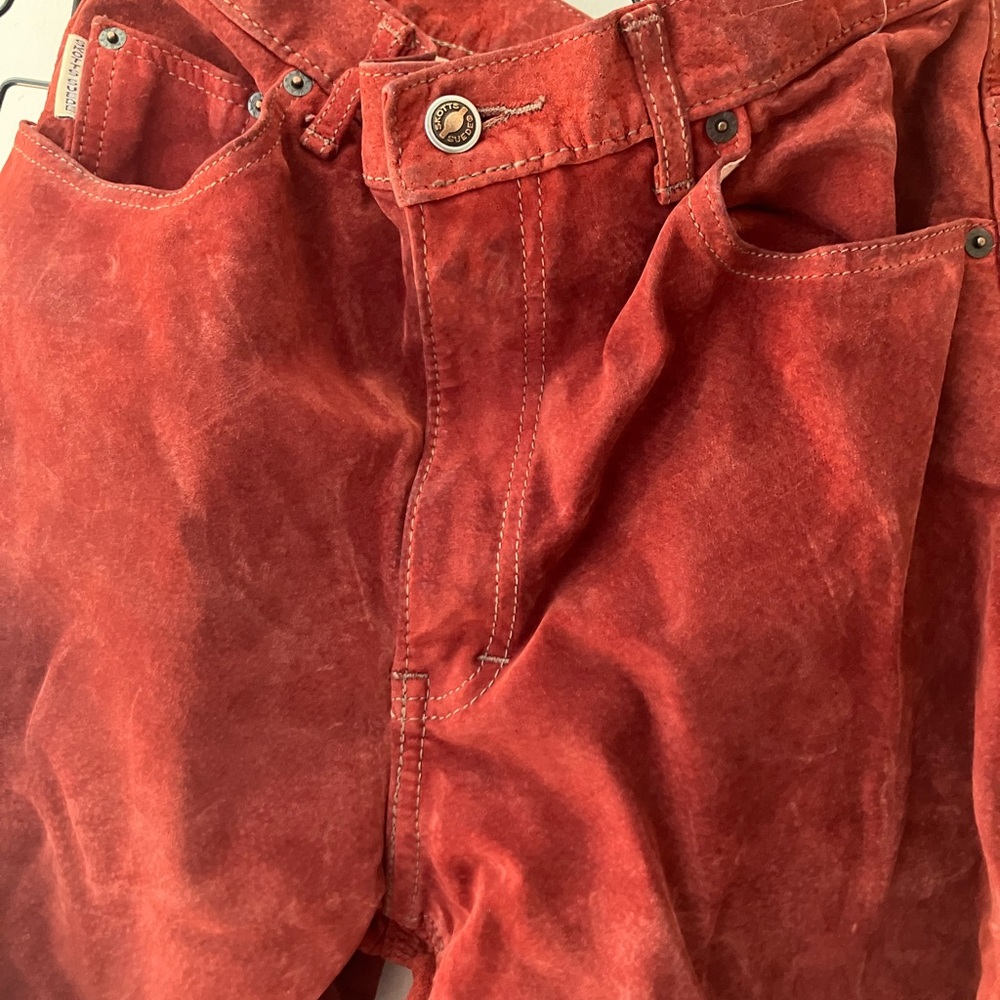 Vintage Skotts Suede Red Leather Pants - Men’s Size 32